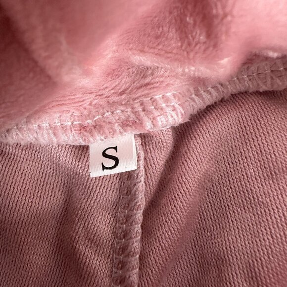 Womens Velvet-Like Cowl Neck Top & Pants Pajama Set Small Pink - Picture 3 of 9